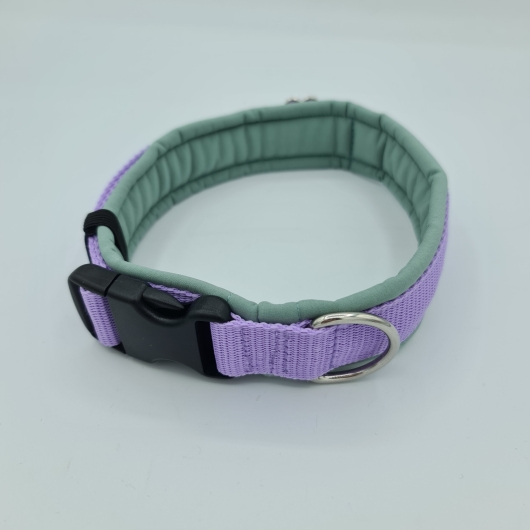 Halsband Flieder und Salbei, gepolstert & verstellbar